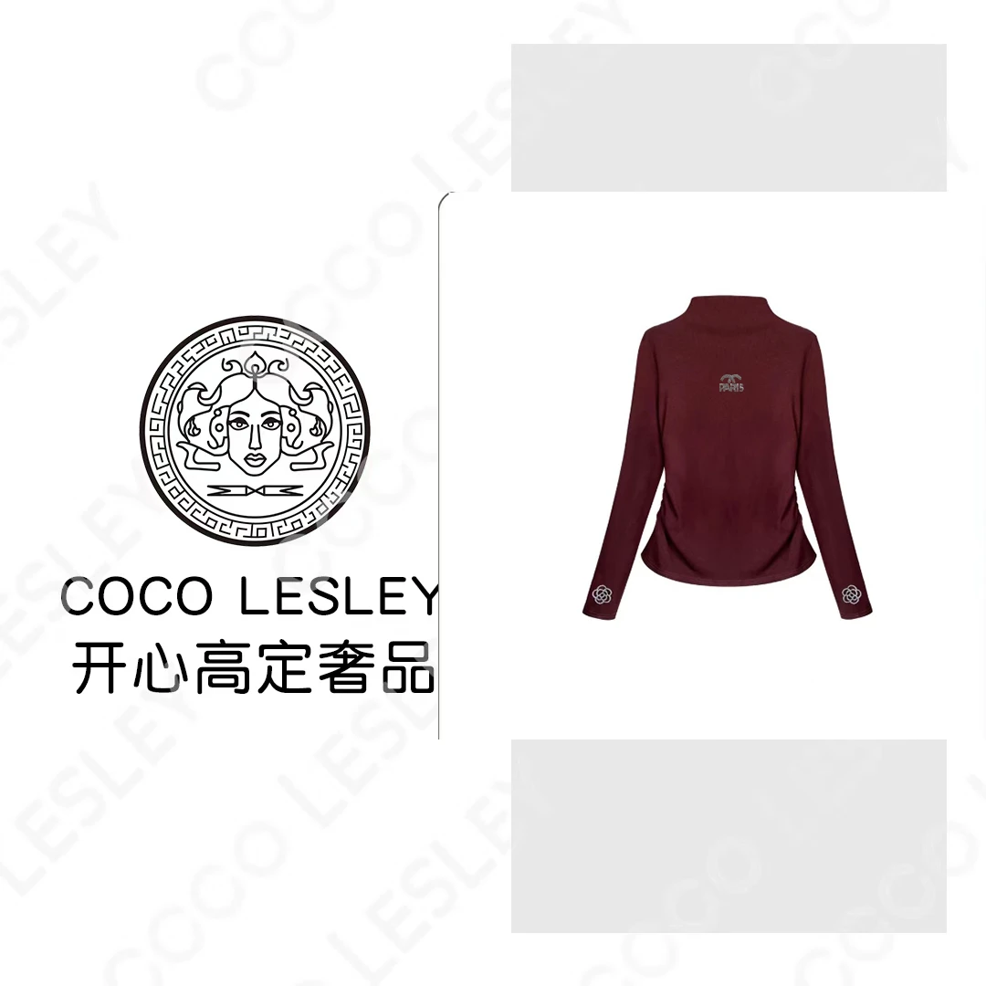 【 COCO LESLEY】2025年秋季轻奢时尚透气修身T恤秋冬半高领上衣