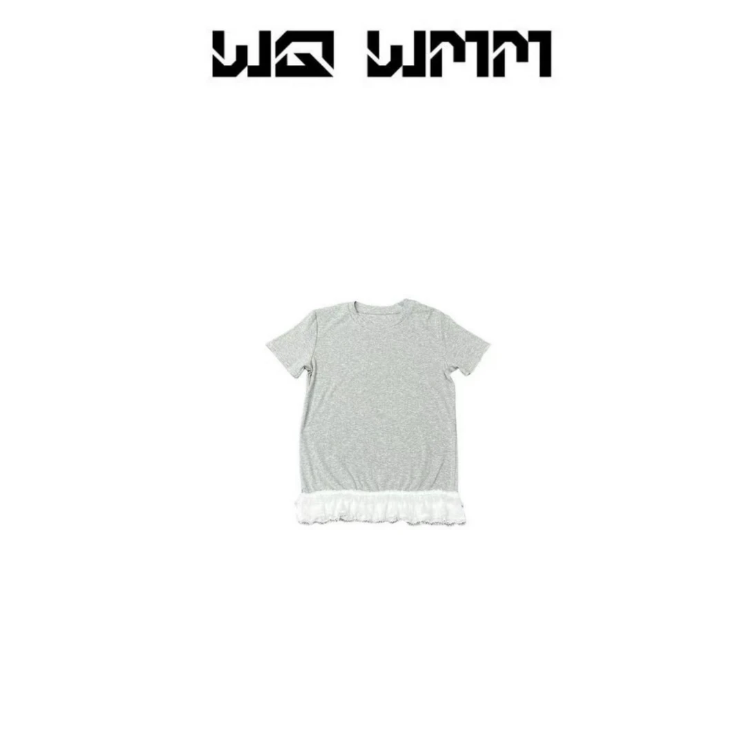 【WQWMM】设计感早春韩风拼接蕾丝显瘦时尚单品搭配半袖上衣25A2208