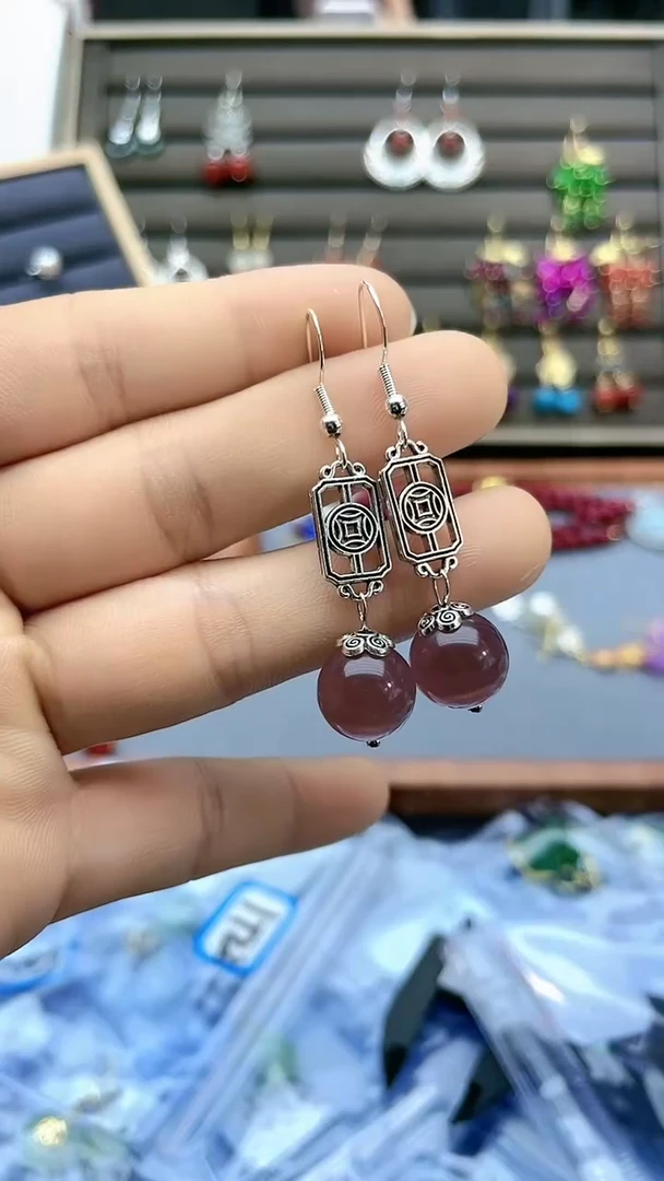 【闪购商品】玛瑙/玉髓耳饰银S925镶嵌172200