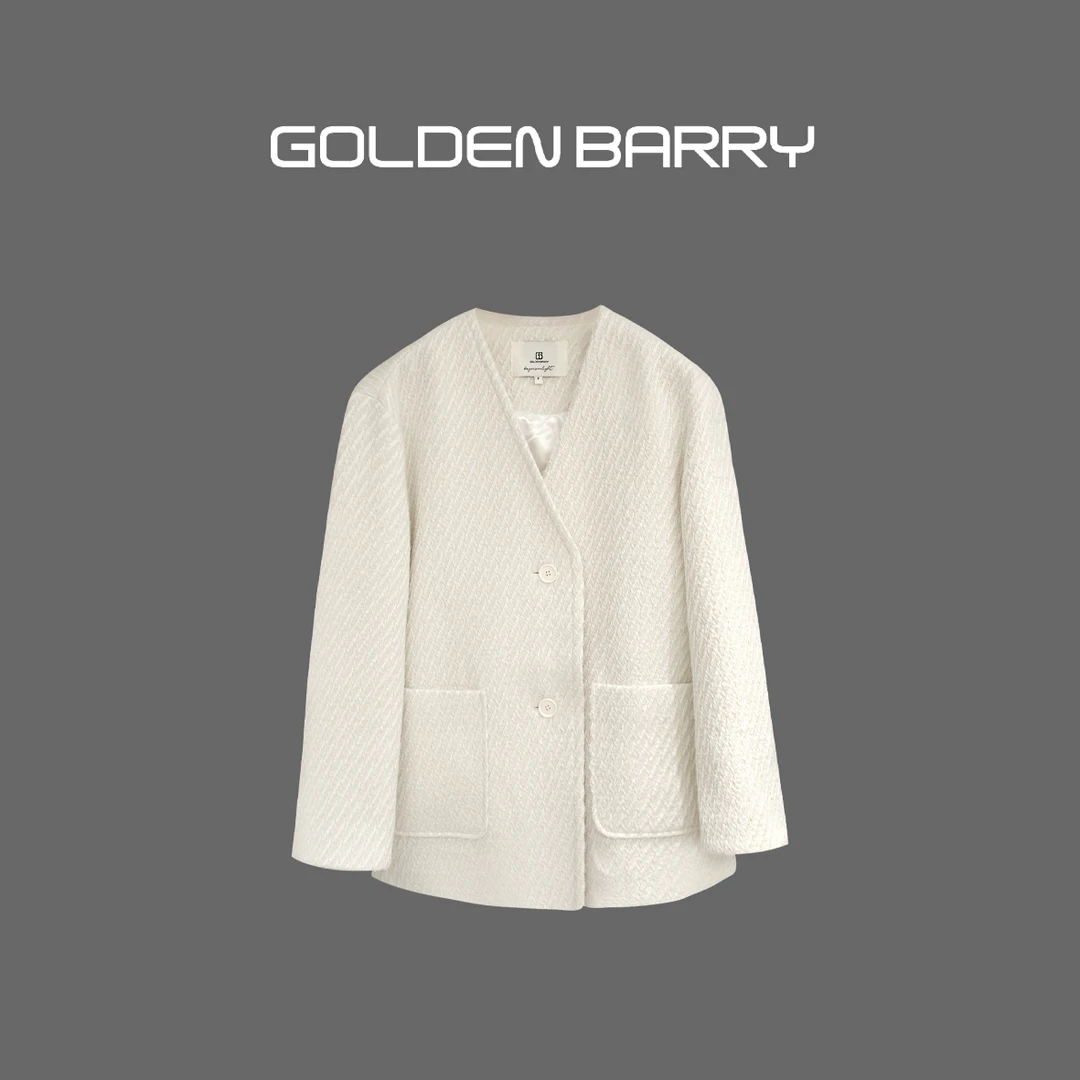 |142077气质V领双口袋大衣