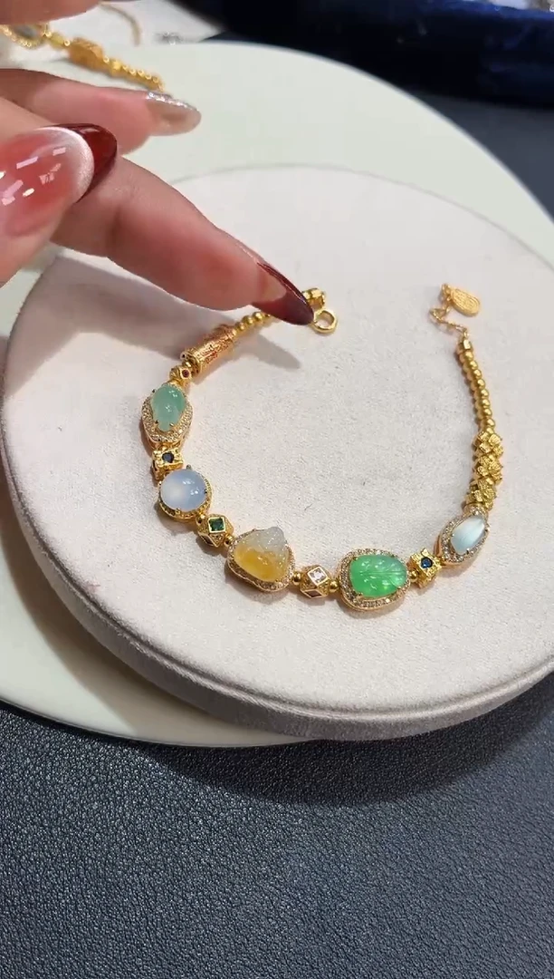 吊坠(不含链)银S925镶嵌翡翠手链