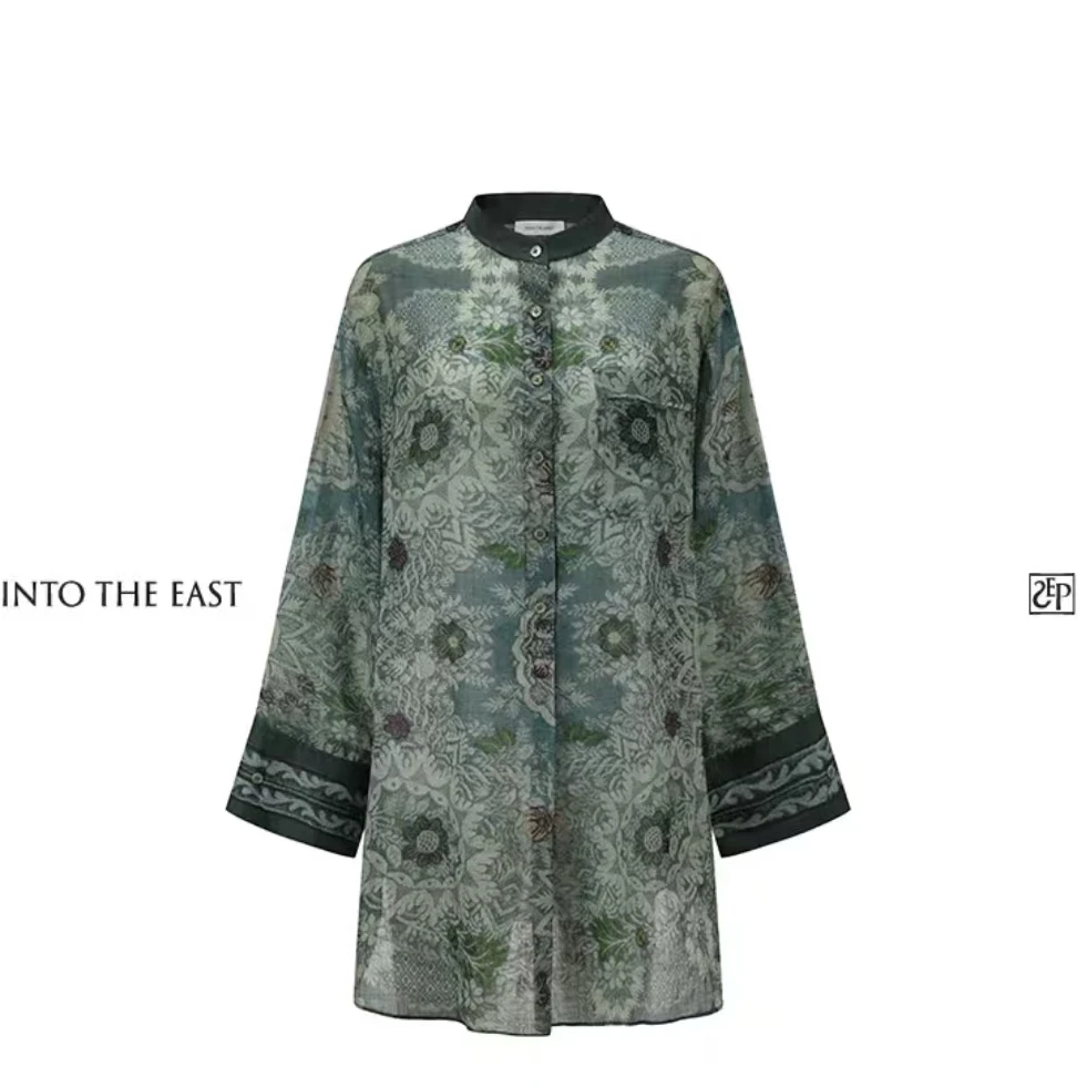 INTO THE EAST 芒麻复古印花宽袖上衣
