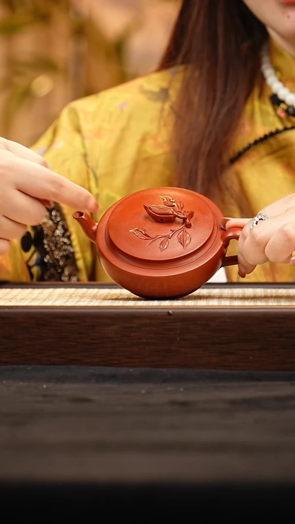 茶壶紫砂J0520027681佛手 小红泥