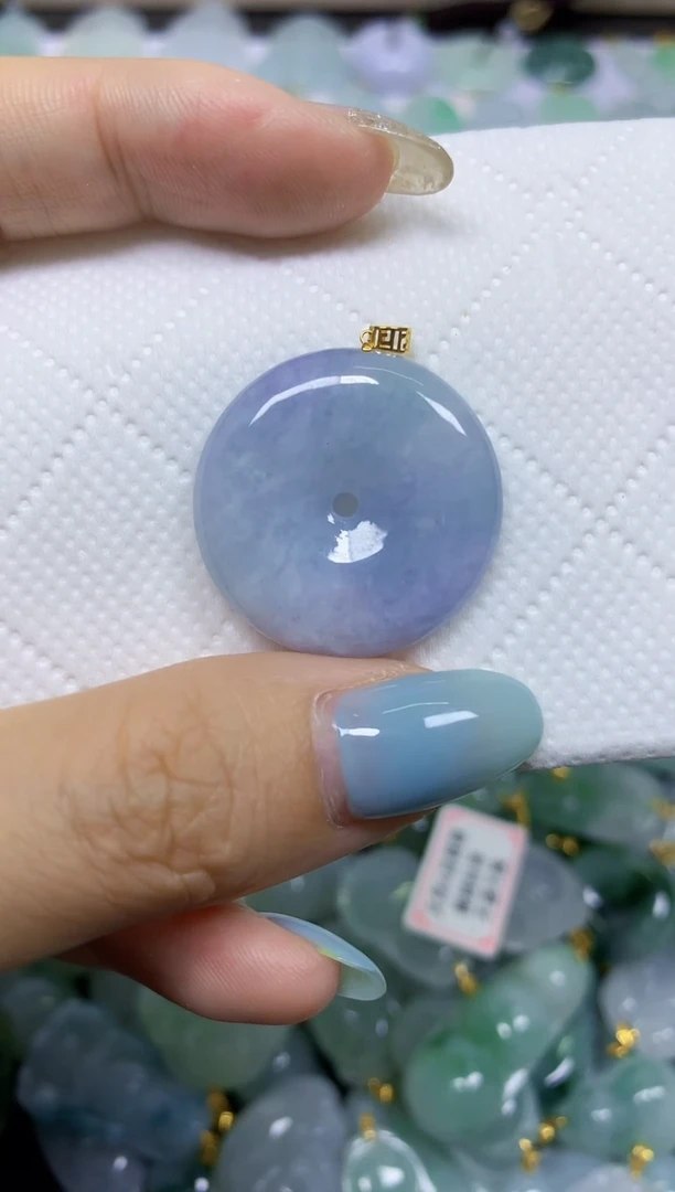 翡翠18K金镶嵌颈饰天然翡翠A货