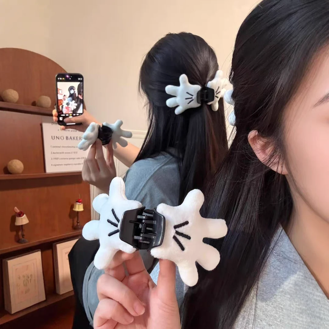 可爱米奇小手抓夹女2025新款后脑勺卡通发夹个性创意手掌夹子头饰