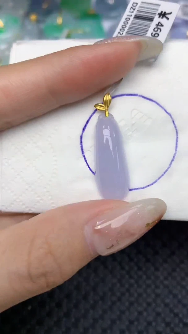 颈饰18K金镶嵌翡翠天然缅甸翡翠a货百元以上9元证书费自理