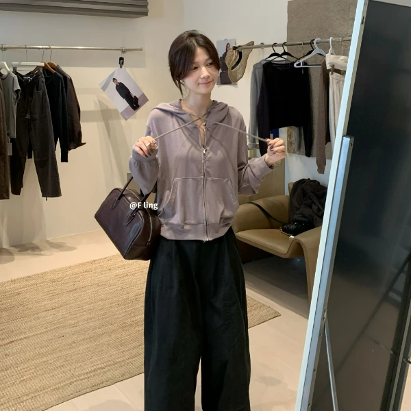 【芳龄F.LING】惬意 休闲百搭帽衫薄款短外套时尚FL0883