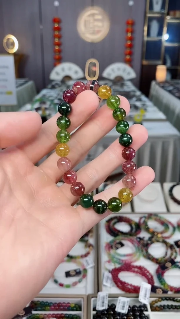 未镶嵌收藏级老矿碧玺单圈手串8mm+碧玺xion多样性发一条