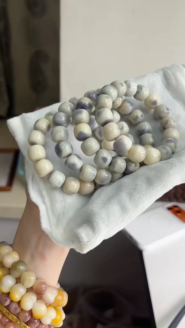 手串菩提根/象牙果沐b68芋泥花斑玉化桶珠12*14mm手串