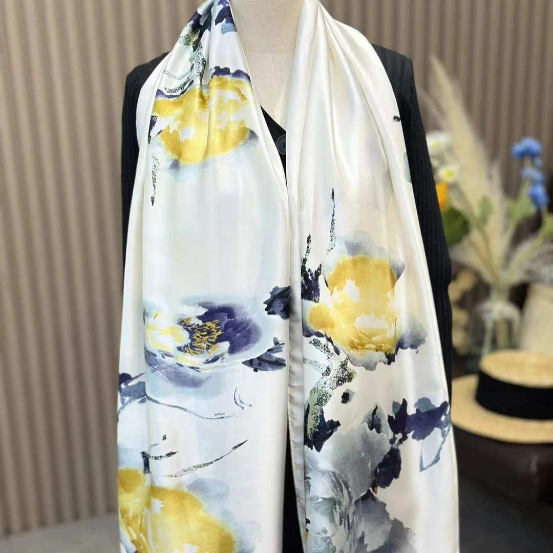 【水墨丹青】北派A175*75香云缎 时尚高端气质印花长巾