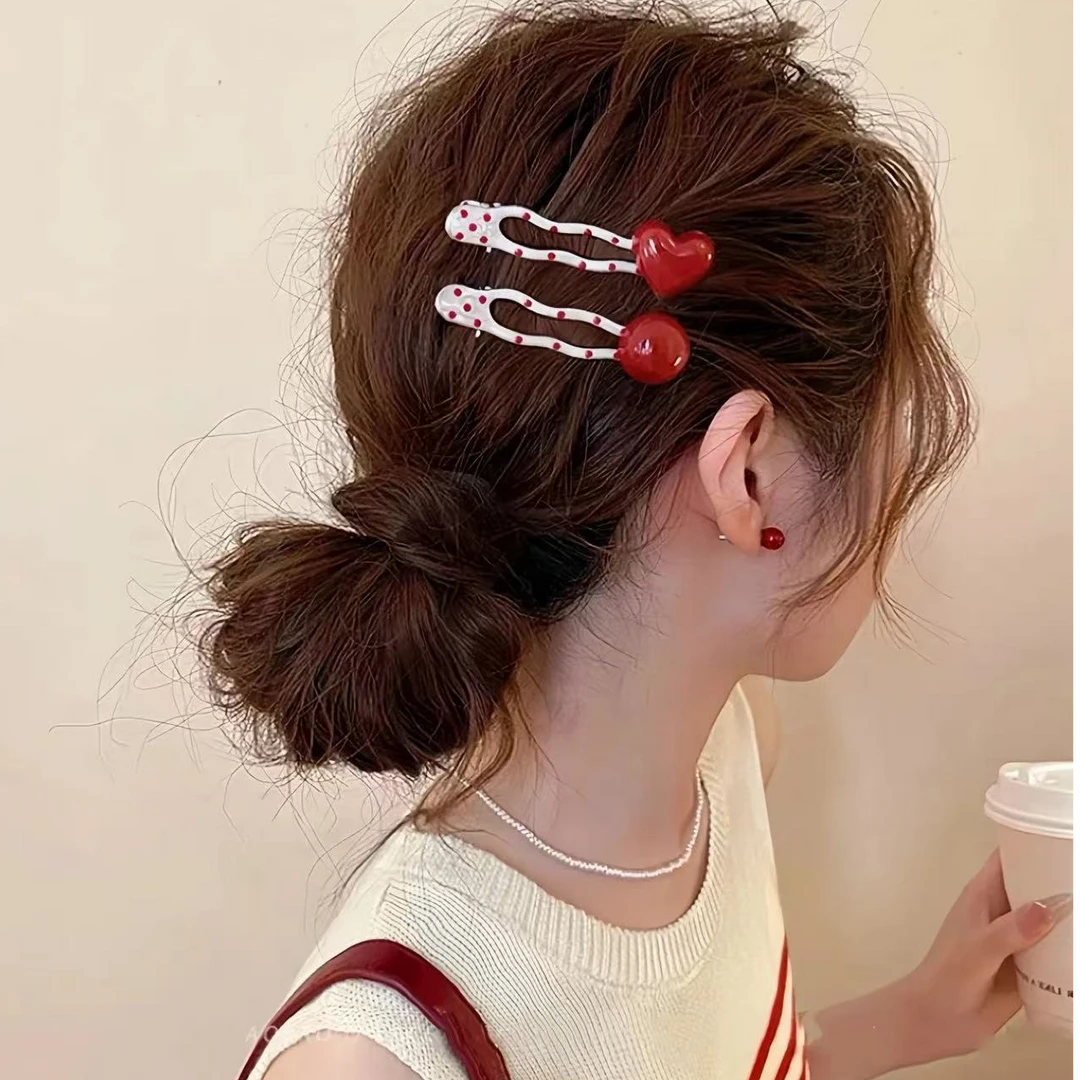 (32个) PP新款简约 醋酸发夹简约刘海夹安可拉红侧边夹碎发鸭嘴夹