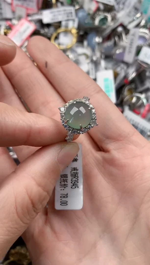 银S925镶嵌戒指翡翠999          3