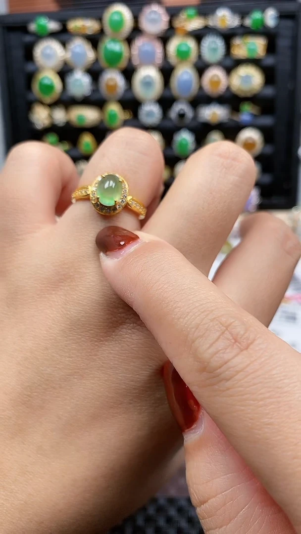 银S925镶嵌戒指翡翠30