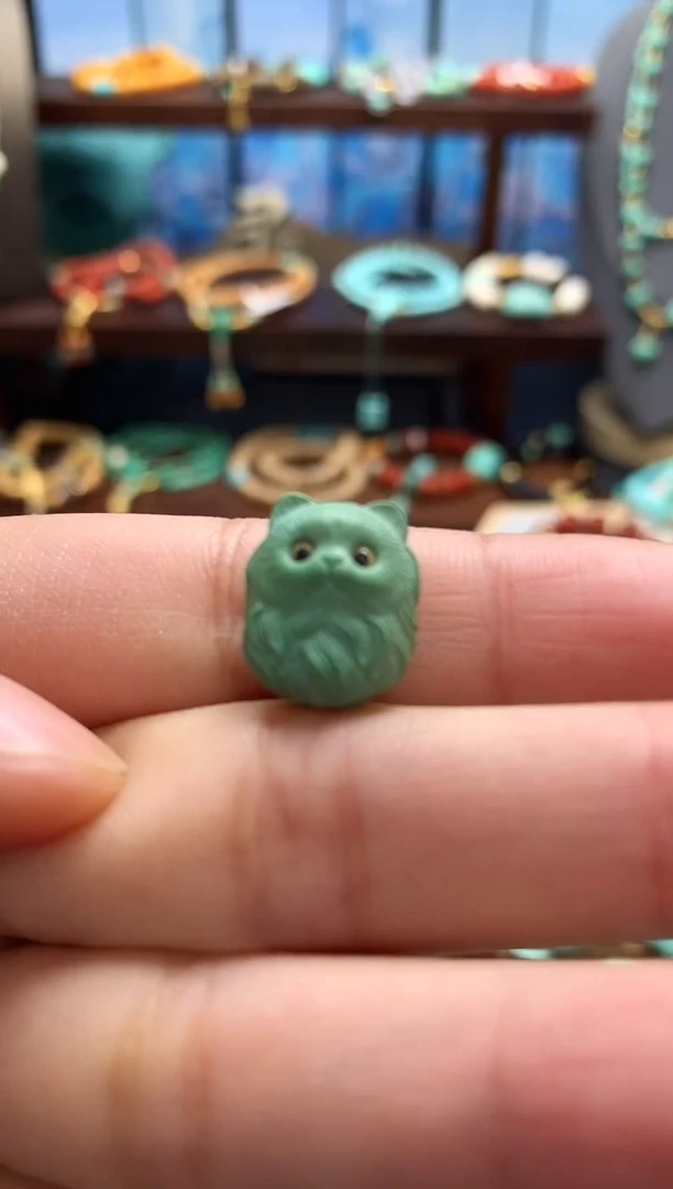 未镶嵌绿松石挂件高瓷精工猫咪