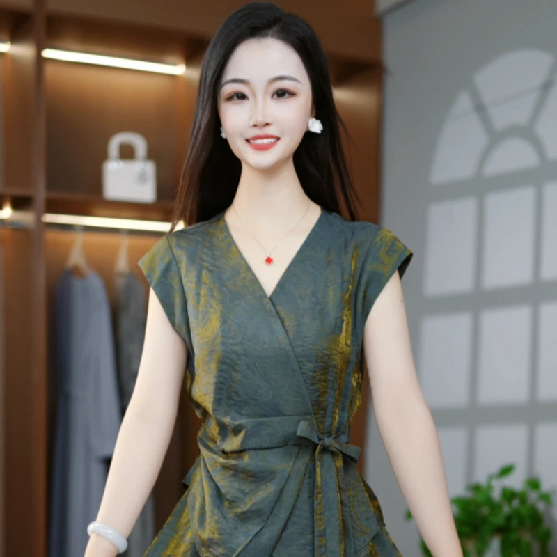 2025夏季时髦洋气高贵精致奢华收腰百搭显瘦套裙两件套M-4XL