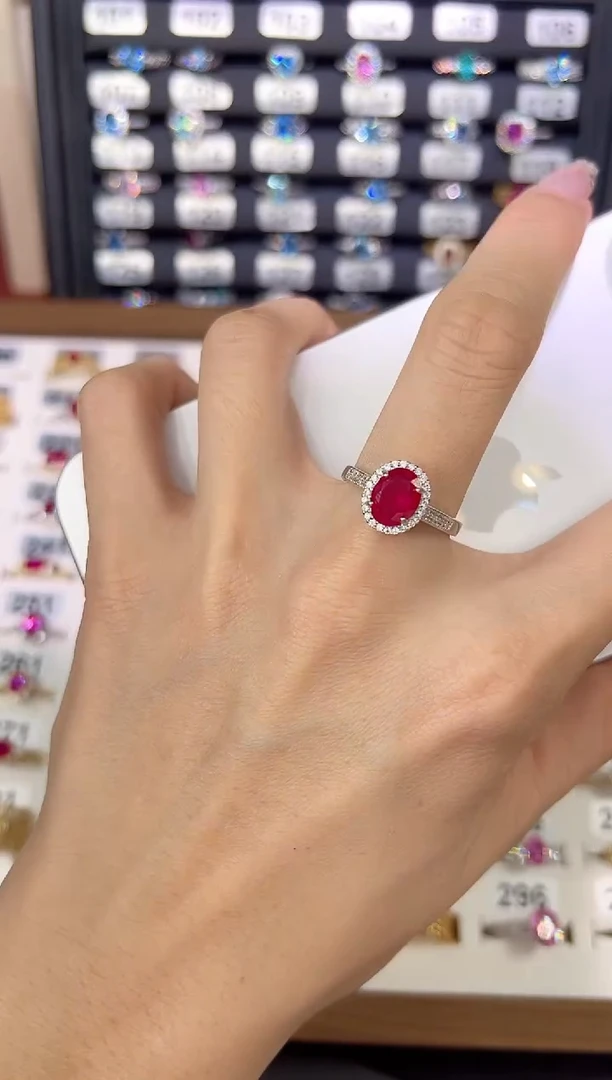 红宝石戒指银S925镶嵌0000