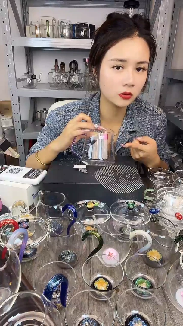 手工艺品玻璃禾器 承轩茶海 浅紫色