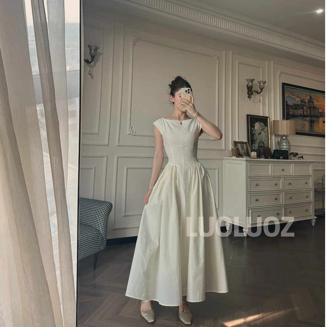 【现货】LUOLUOZ【风吹海浪】亚麻绝美收腰女神范淑女长款连衣裙JF681