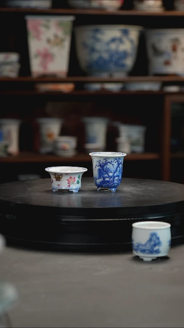 釉下青花手绘盆小*釉下青花手绘盆 小*