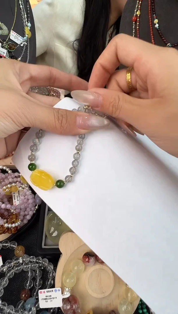 水晶手链银S925镶嵌手串