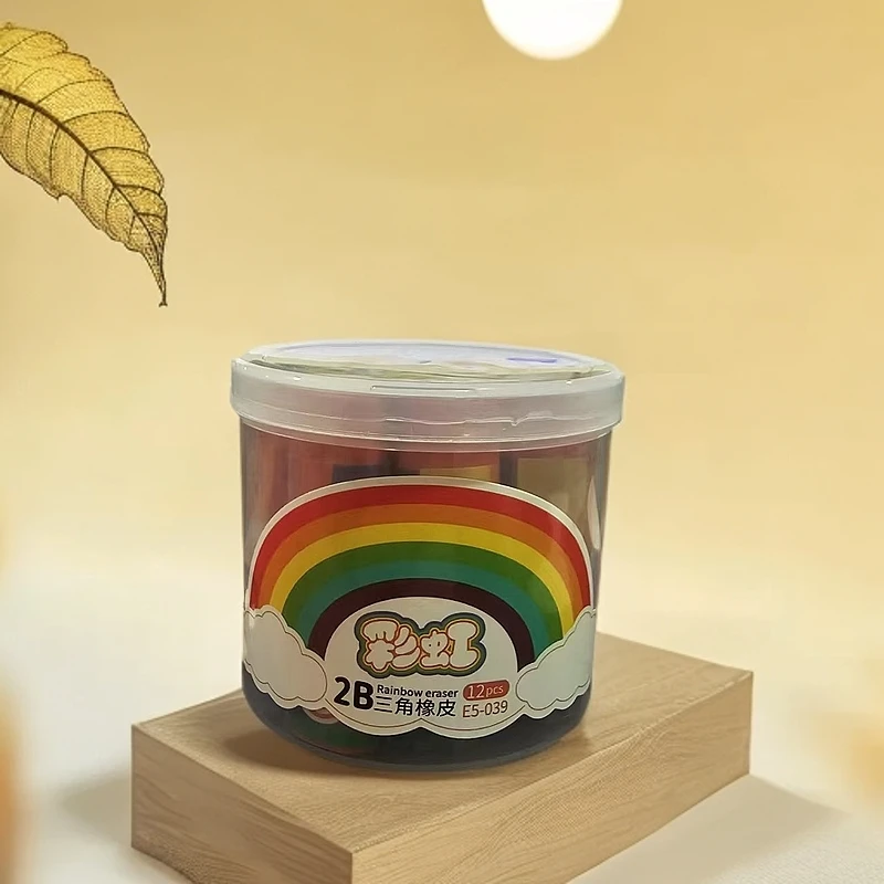 QW-双叶-E5-039彩虹三角橡皮12块装一盒