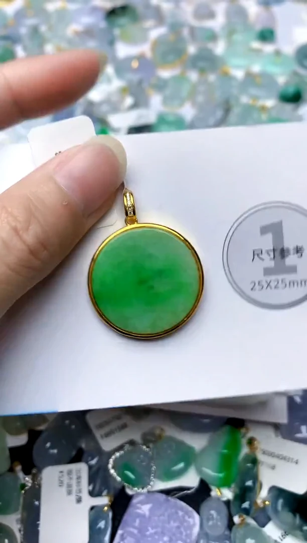 颈饰银S925镶嵌翡翠天然A货翡翠