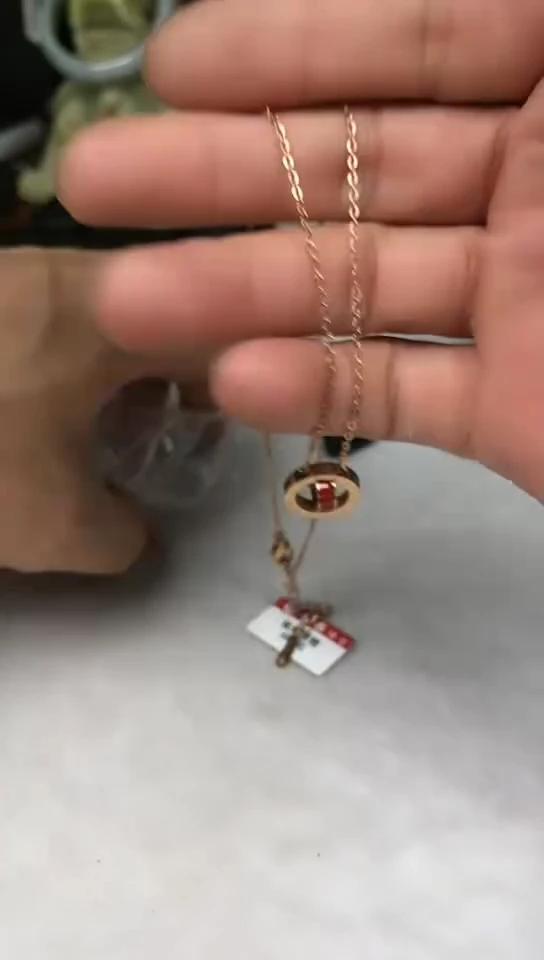 钛钢天然锆石项链项链