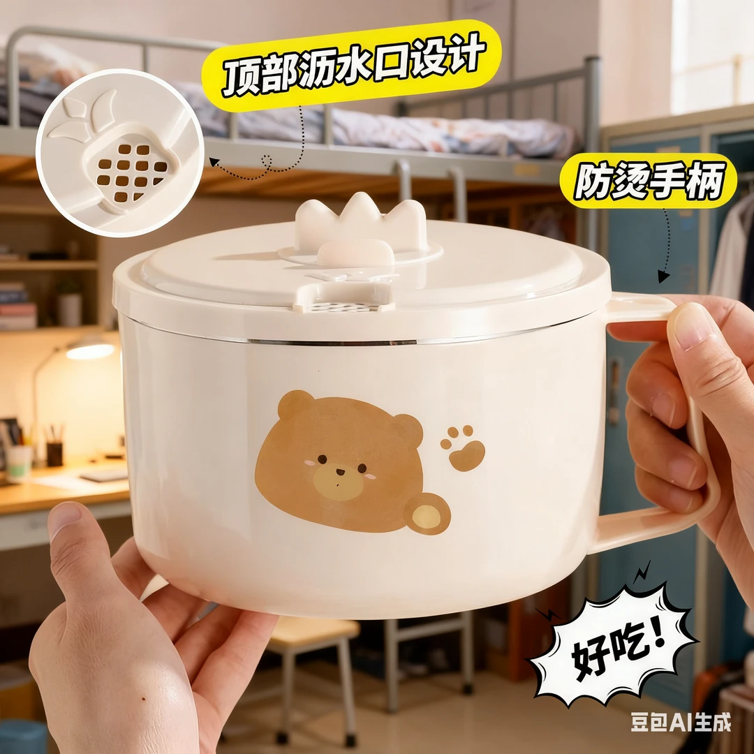 泡面碗宿舍学生一人专用带盖上班族可沥水个人316食品级专用