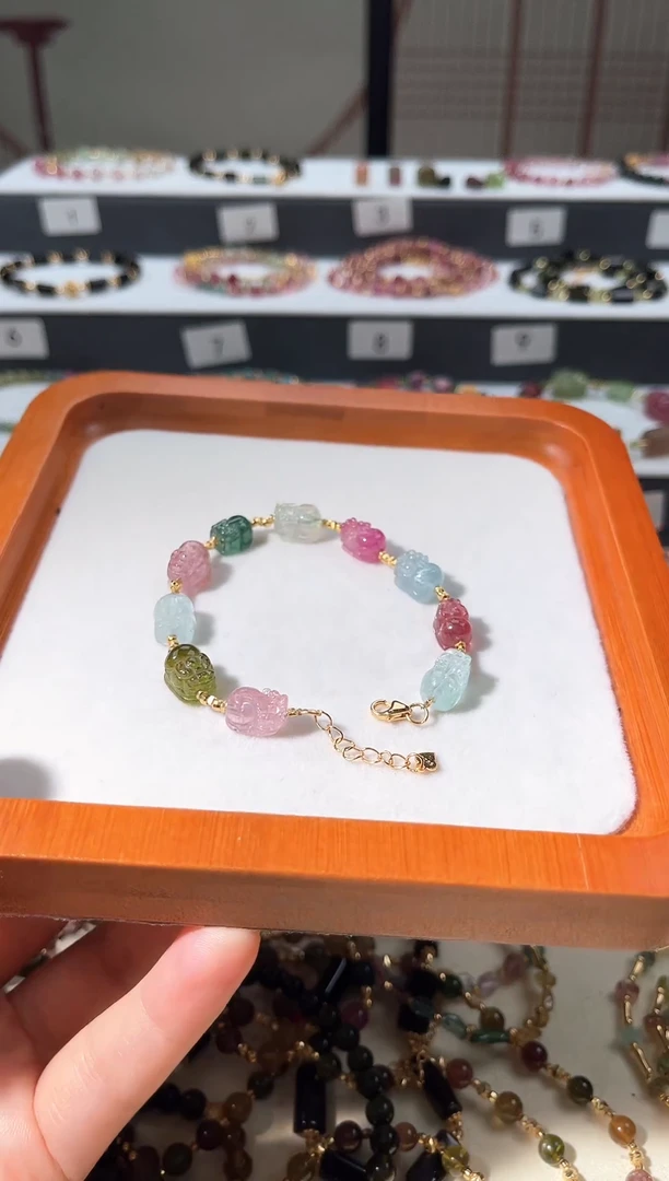 手链银S925镶嵌碧玺手链