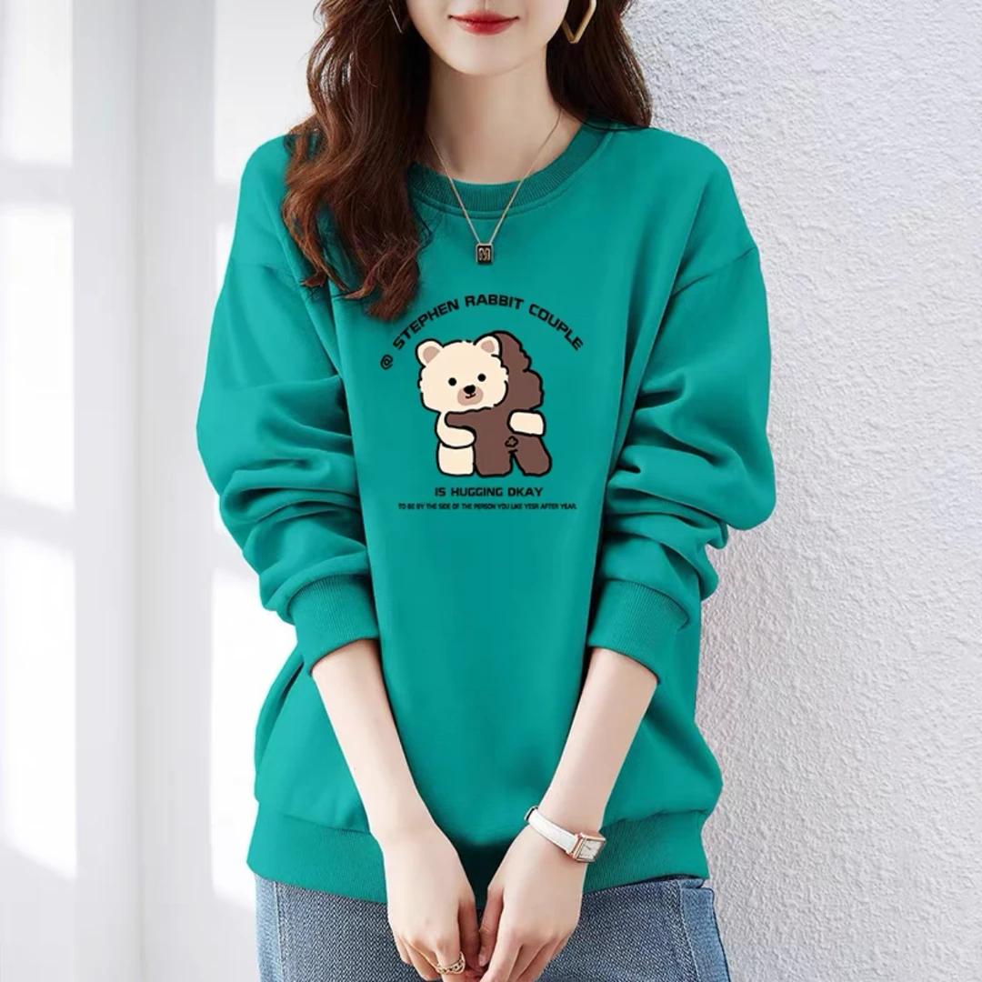 圆领卫衣女士春秋季新款宽松大码胖mm上衣休闲洋气减龄小个子外套