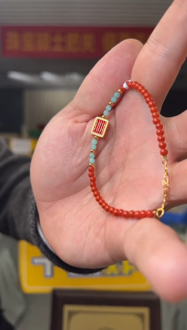 【闪购商品】南红玛瑙手链银S925镶嵌约3mm南红diy手链