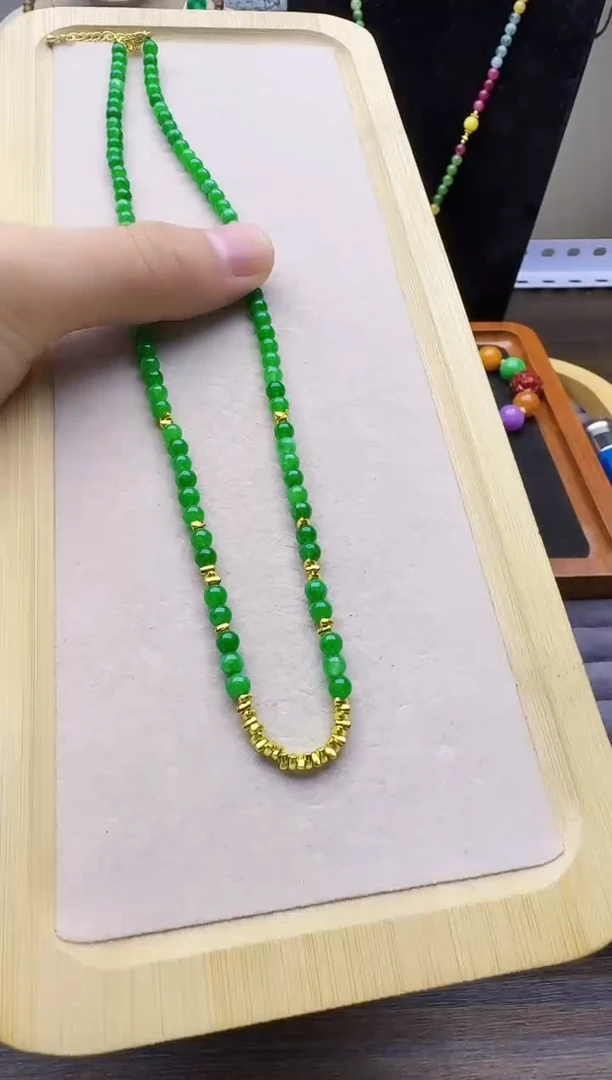 翡翠14K金镶嵌颈饰X113