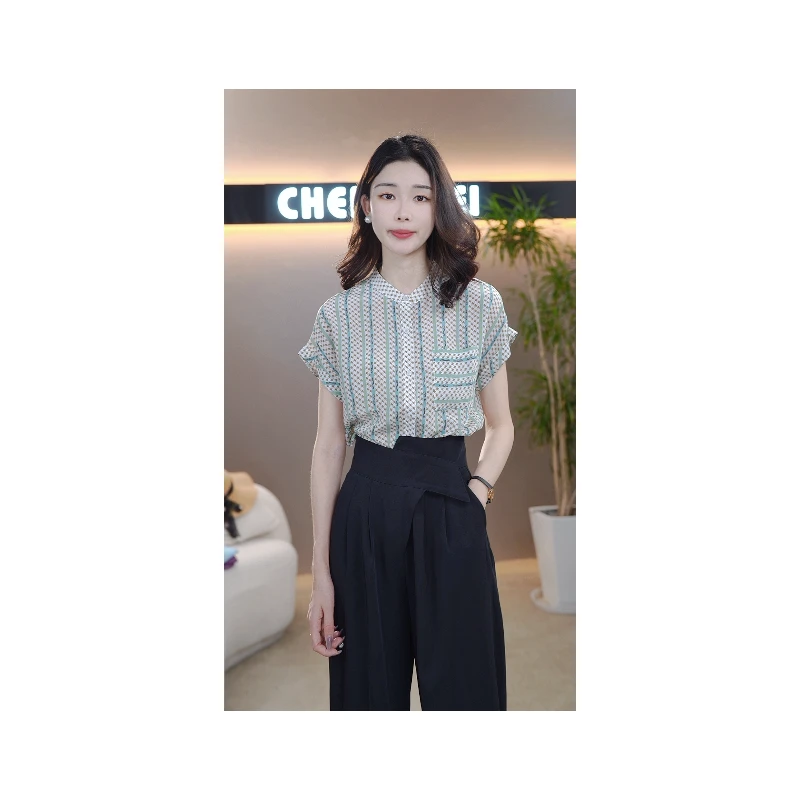 CYM840上衣女短袖夏季2024气质短款小衫衬衫