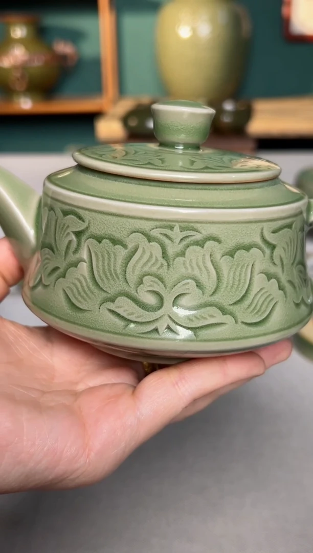 【闪购商品】其他耀州窑纯手工牡丹汉阙壶