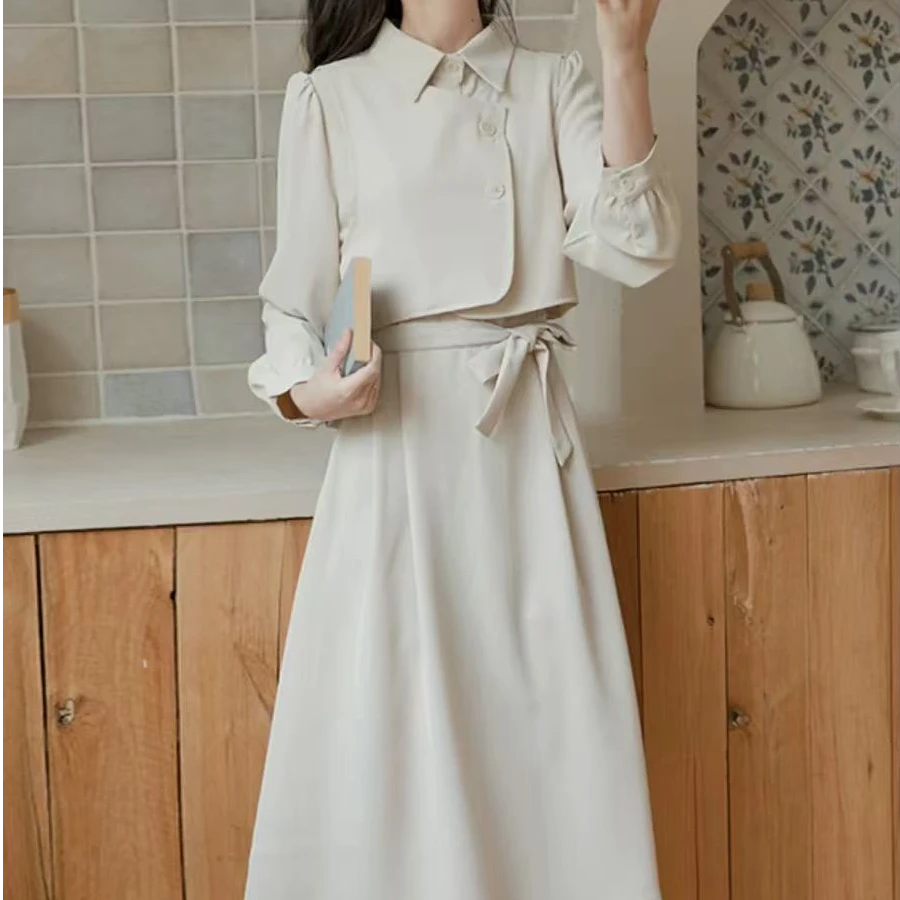 轻国风汉服改良连衣裙春季新款茶歇裙套装DKT99