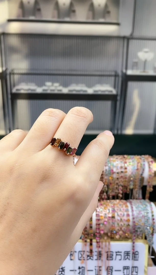 银S925镶嵌戒指碧玺666666666