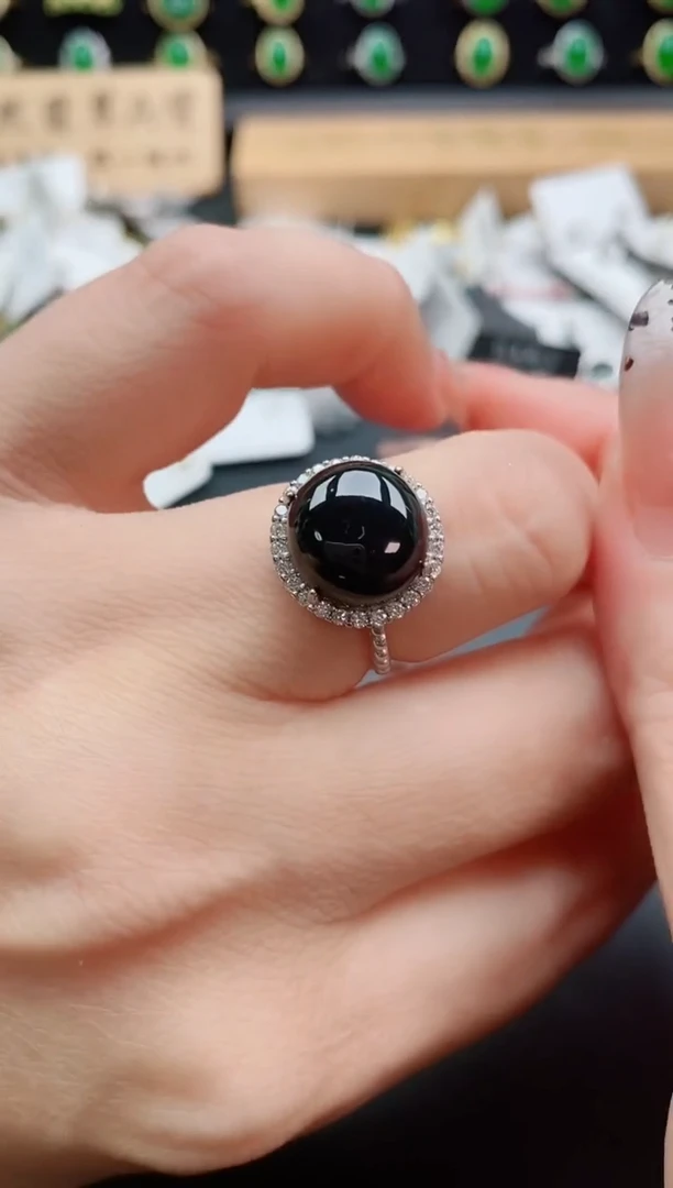 银S925镶嵌戒指翡翠1