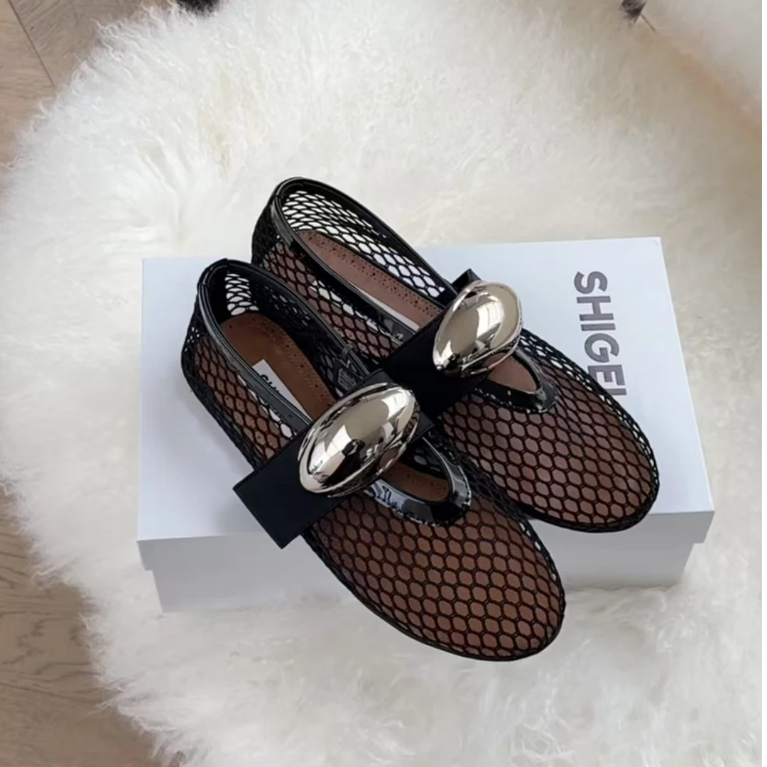 诗歌兰2025新款网面平底单鞋女