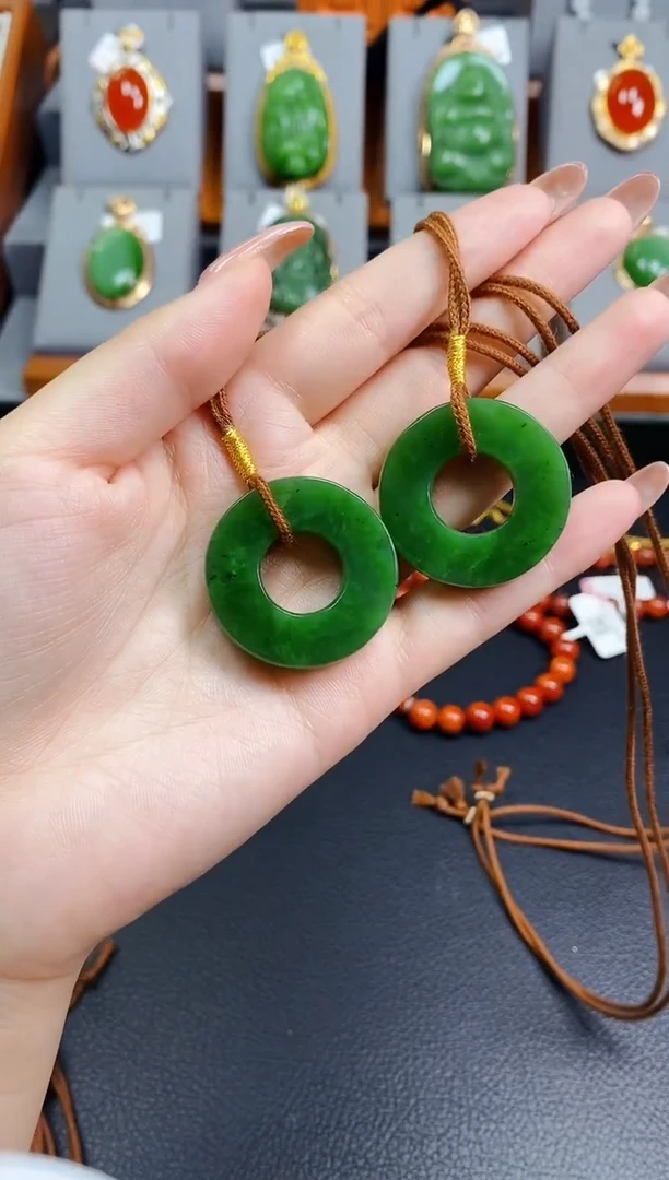 颈饰未镶嵌和田玉碧玉平安扣颈饰吊坠-多样性发货一件