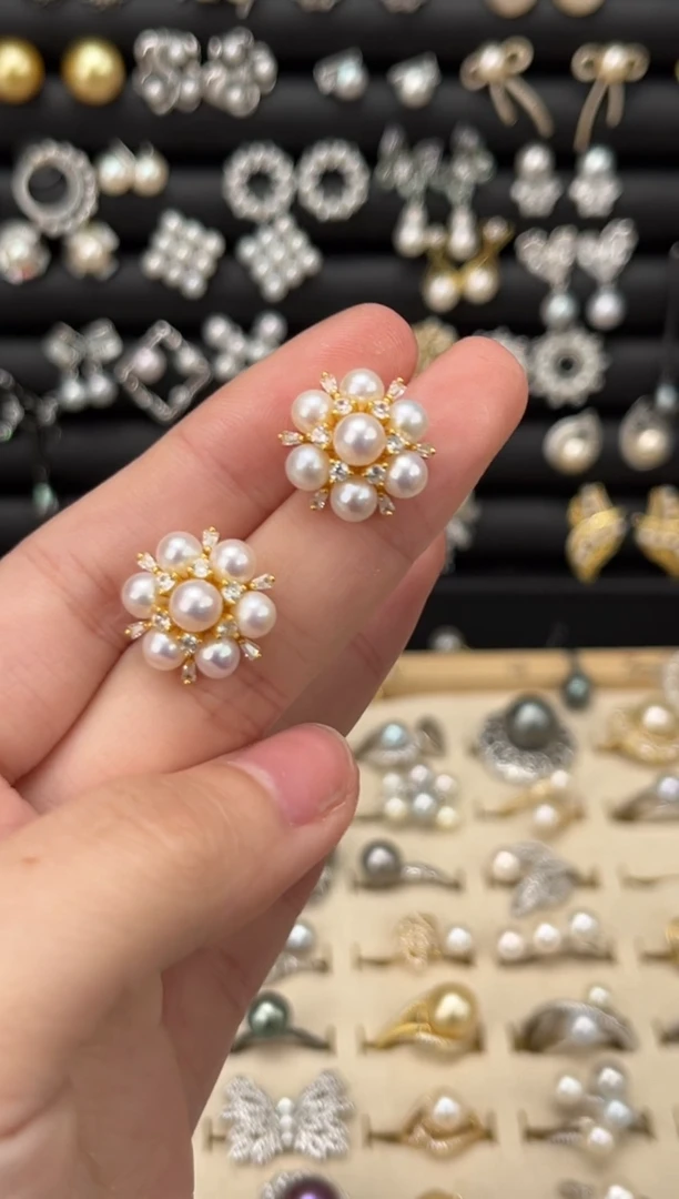 【闪购商品】淡水珍珠耳饰银S925镶嵌S925淡水耳饰