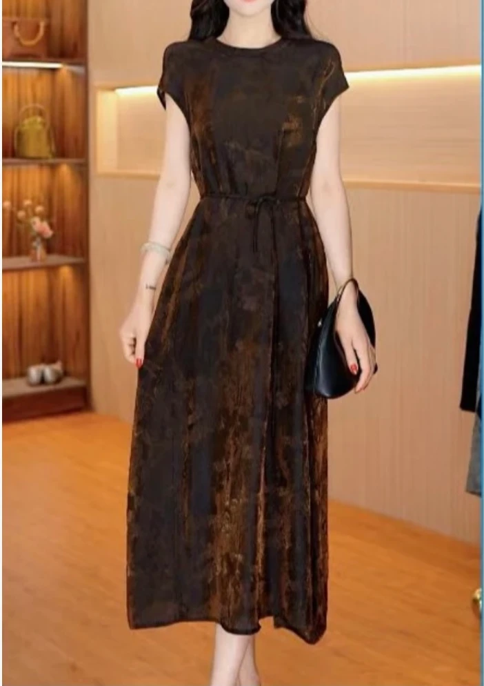 7095-25新款（浮金墨竹）休闲连衣裙