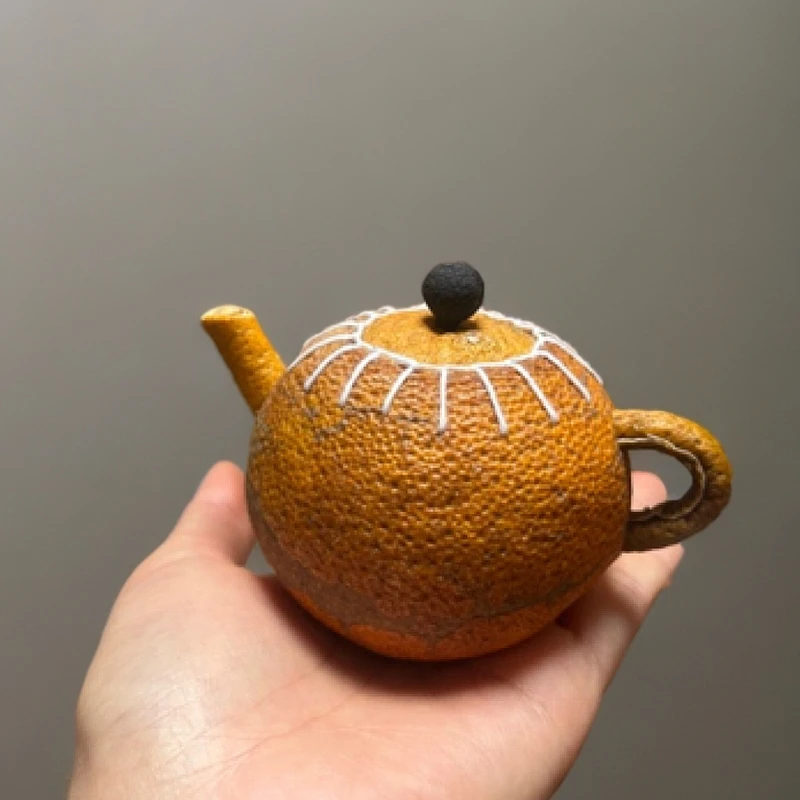 正宗新会陈皮大红柑壶 手工制作柑普茶壶摆件