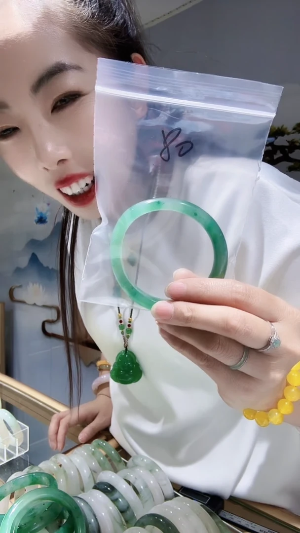 未镶嵌手镯石英质玉海*非洲翠手镯60圈口