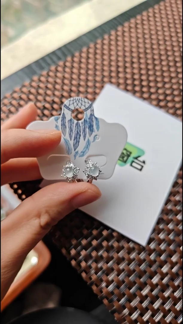 【闪购商品】翡翠耳饰银S925镶嵌翡翠耳饰S925银镶嵌