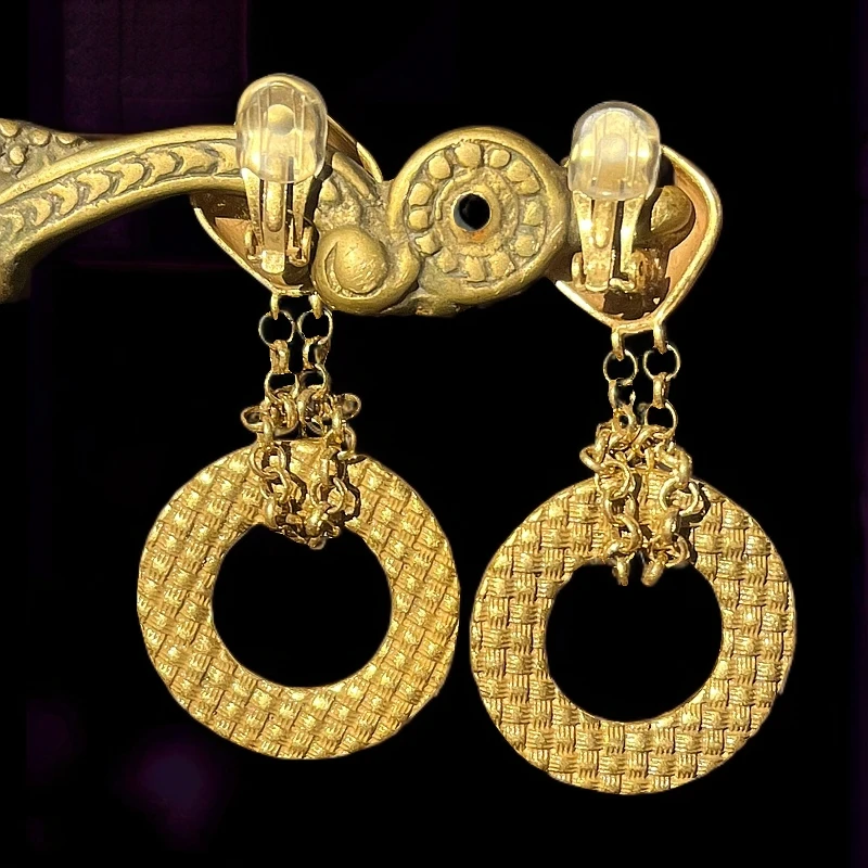 铜合金亚克力耳饰 【伊琳饰品】两用编织耳饰气质时尚简约经典圈圈