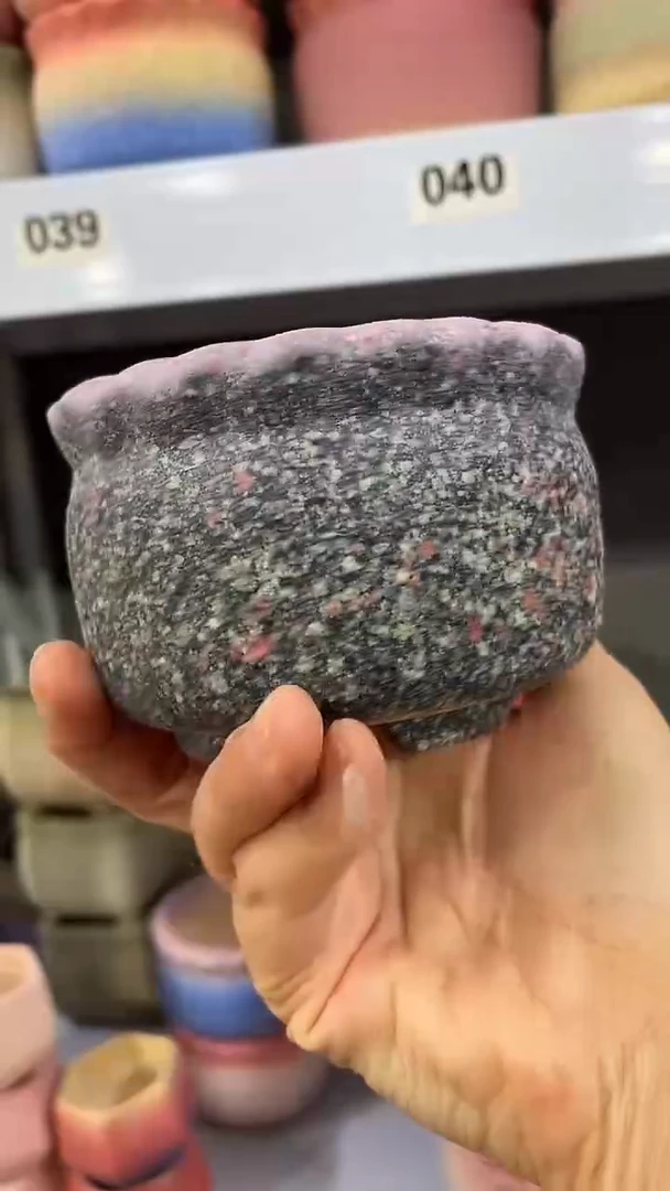 麦饭石粗陶多肉花盆9*5