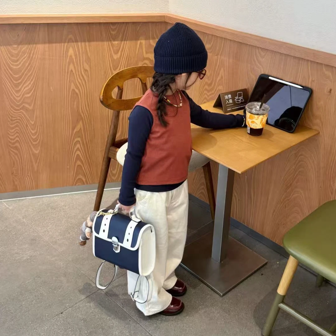 小思家2025秋季新款女童韩版洋气时髦百搭真2件上衣直筒裤套装