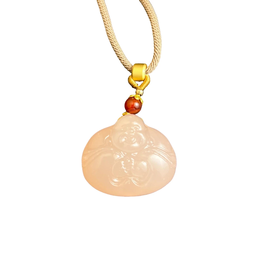 精美厚桩如意佛藕粉色吊坠赠绳礼盒(多样性发) H02-18