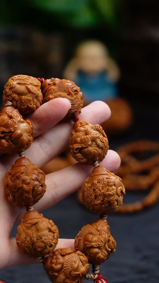 吊坠橄榄核刘*九龙双童子弥勒