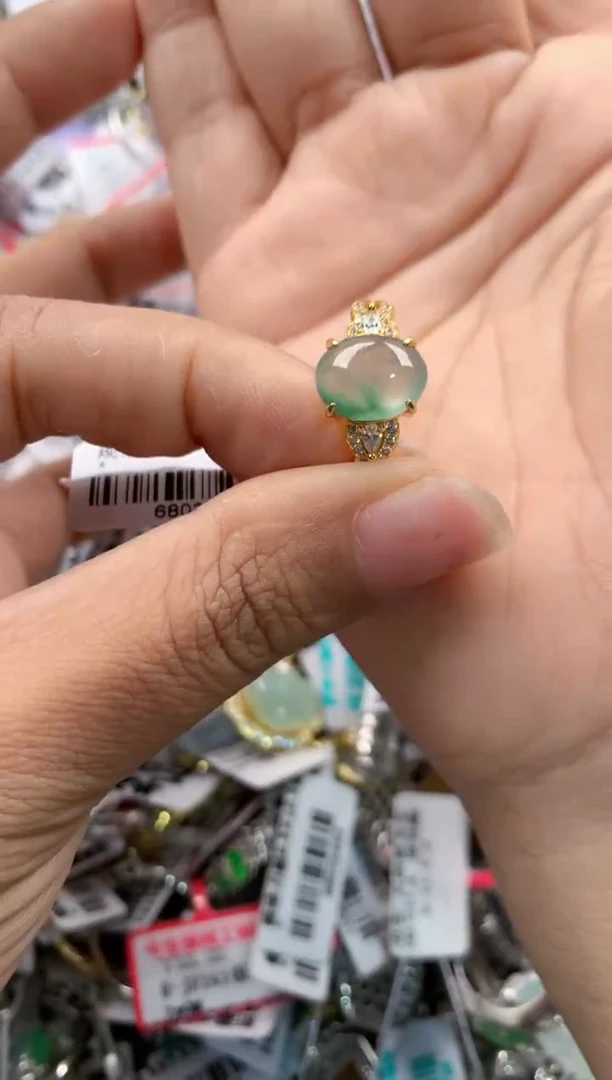 银S925镶嵌戒指翡翠222     6
